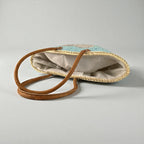 Sequin Heart Straw Beach Bag - Turquoise Market Tote