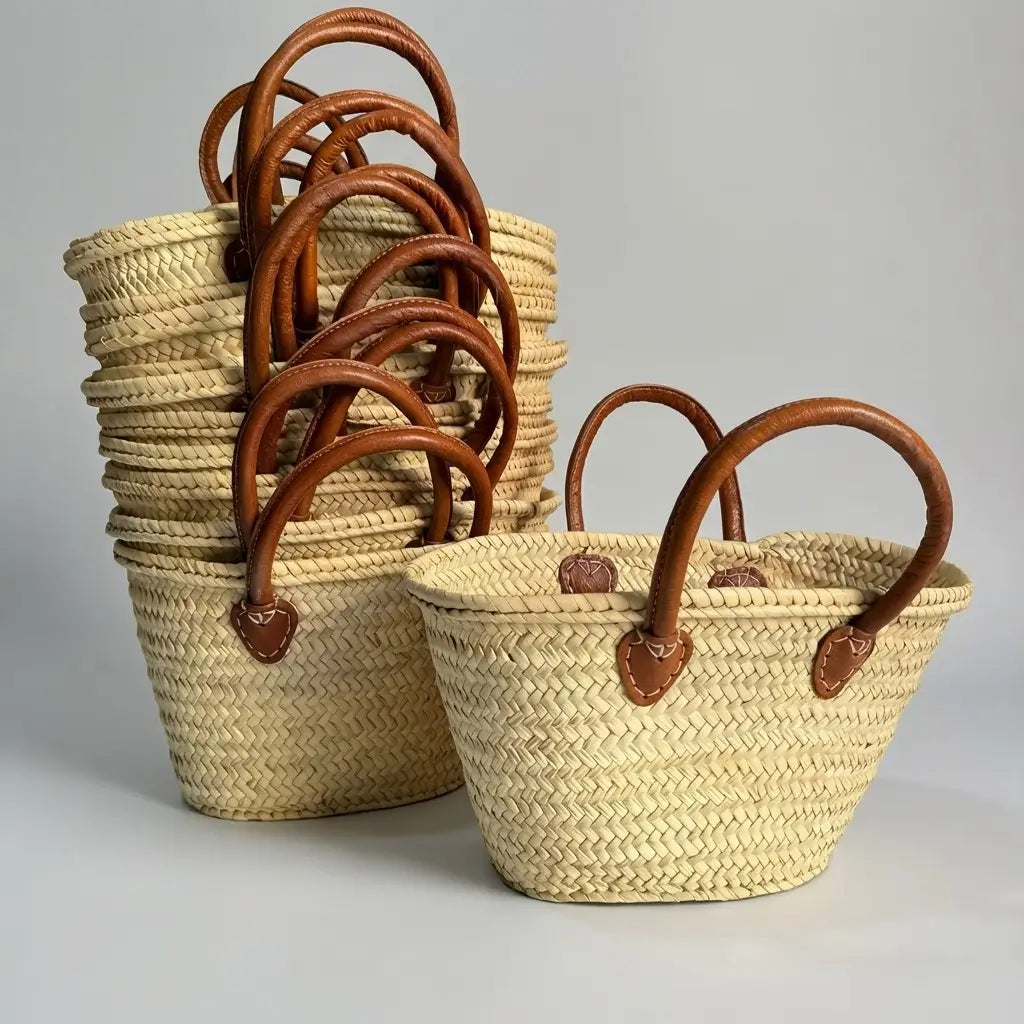 Mini French Market Baskets – Brown Handles