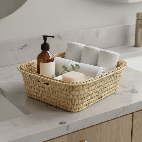 Wicker Tray Basket with Handles – Rectangular