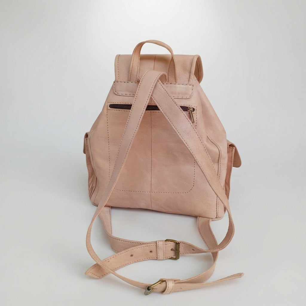 Vintage Style Leather Backpack Boho Western Rucksack with Studs