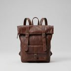 Vintage Leather Roll Top Backpack Large Travel Rucksack