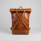 Vintage Leather Roll Top Backpack Handmade Laptop Travel Rucksack