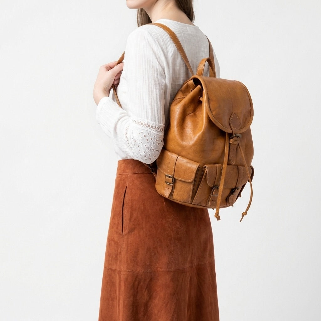 Vintage Leather Backpack Rucksack Handmade Travel Bag