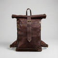 Leather Roll Top Backpack Vintage Travel Rucksack Laptop Bag