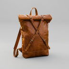 Vintage Leather Roll Top Backpack Handmade Laptop Travel Rucksack