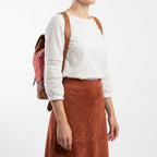 Kilim Leather Backpack Handmade Boho Wool & Tan Leather Rucksack