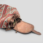 Handmade Kilim Leather Backpack Boho Rucksack with Vintage Rug Pattern