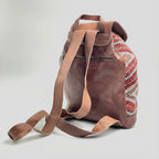 Handmade Kilim Leather Backpack Boho Rucksack with Vintage Rug Pattern