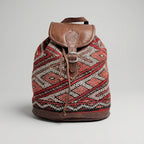 Handmade Kilim Leather Backpack Boho Rucksack with Vintage Rug Pattern
