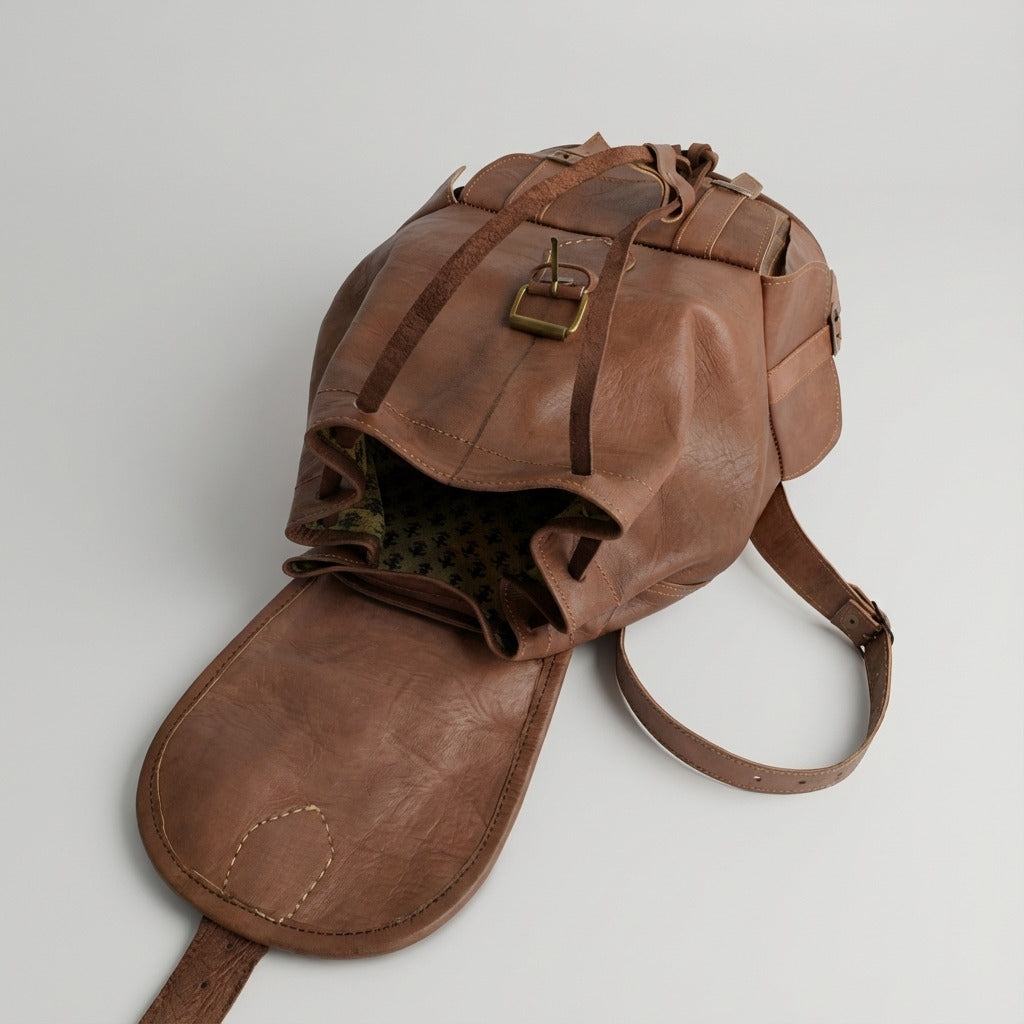 Vintage Leather Backpack Rucksack Handmade Travel Bag