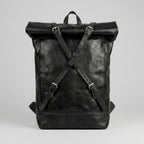 Vintage Leather Roll Top Backpack Handmade Laptop Travel Rucksack
