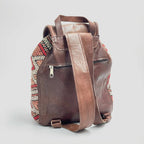 Handmade Kilim Leather Backpack Boho Rucksack with Vintage Rug Pattern