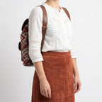 Handmade Kilim Leather Backpack Boho Rucksack with Vintage Rug Pattern