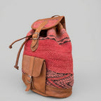 Kilim Leather Backpack Handmade Boho Wool & Tan Leather Rucksack