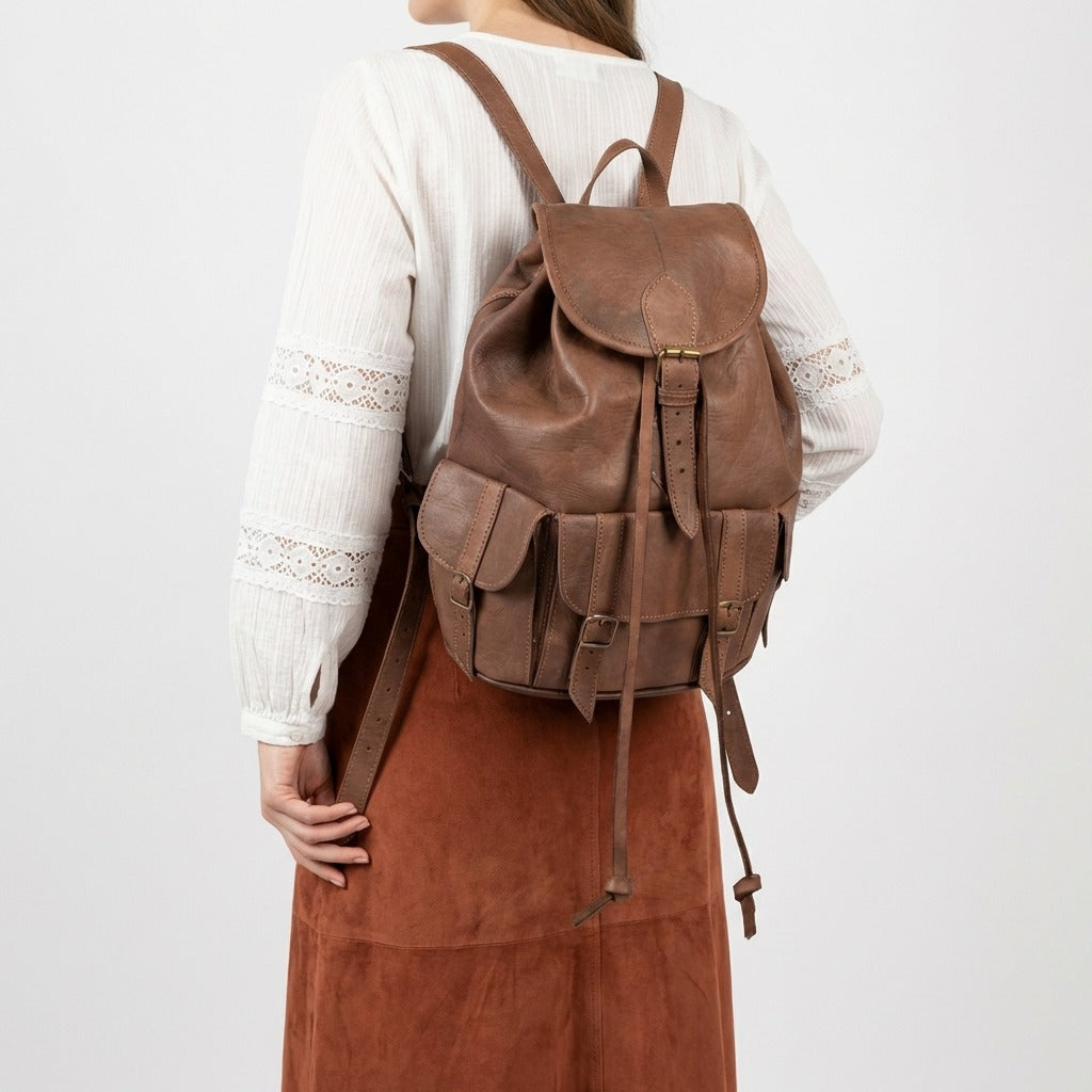 Vintage Leather Backpack Rucksack Handmade Travel Bag