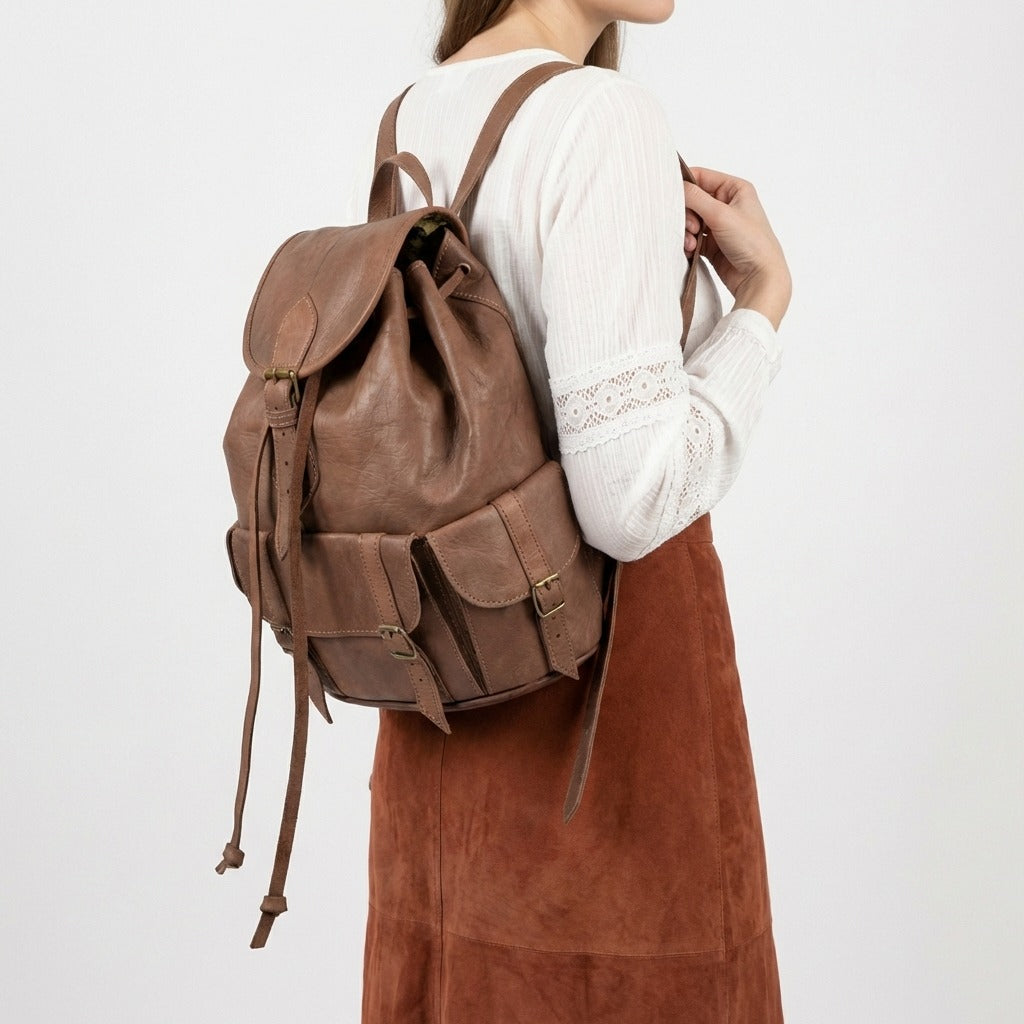 Vintage Leather Backpack Rucksack Handmade Travel Bag