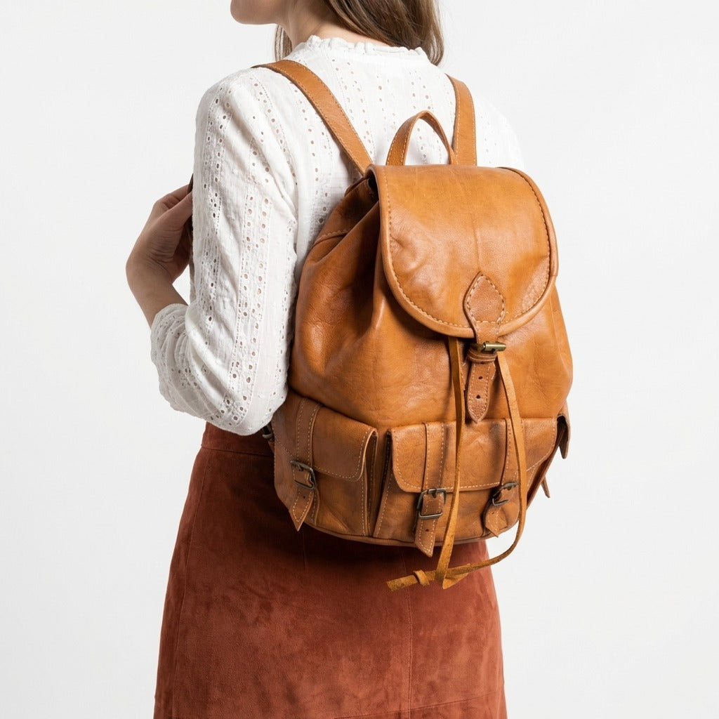 Vintage Leather Backpack Rucksack Handmade Travel Bag