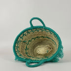 Woven Straw Tote Bag Macrame Fringe Boho Beach Basket
