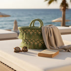 Woven Straw Tote Bag Macrame Fringe Boho Beach Basket
