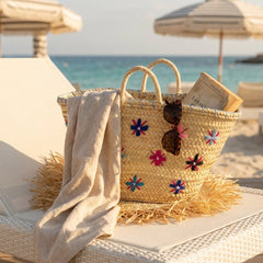 Straw Market Bag – Woven Basket Beach Tote Shopper