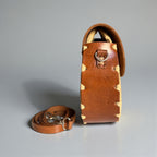 Round Raffia Leather Bag - Handmade Woven Boho Crossbody Purse