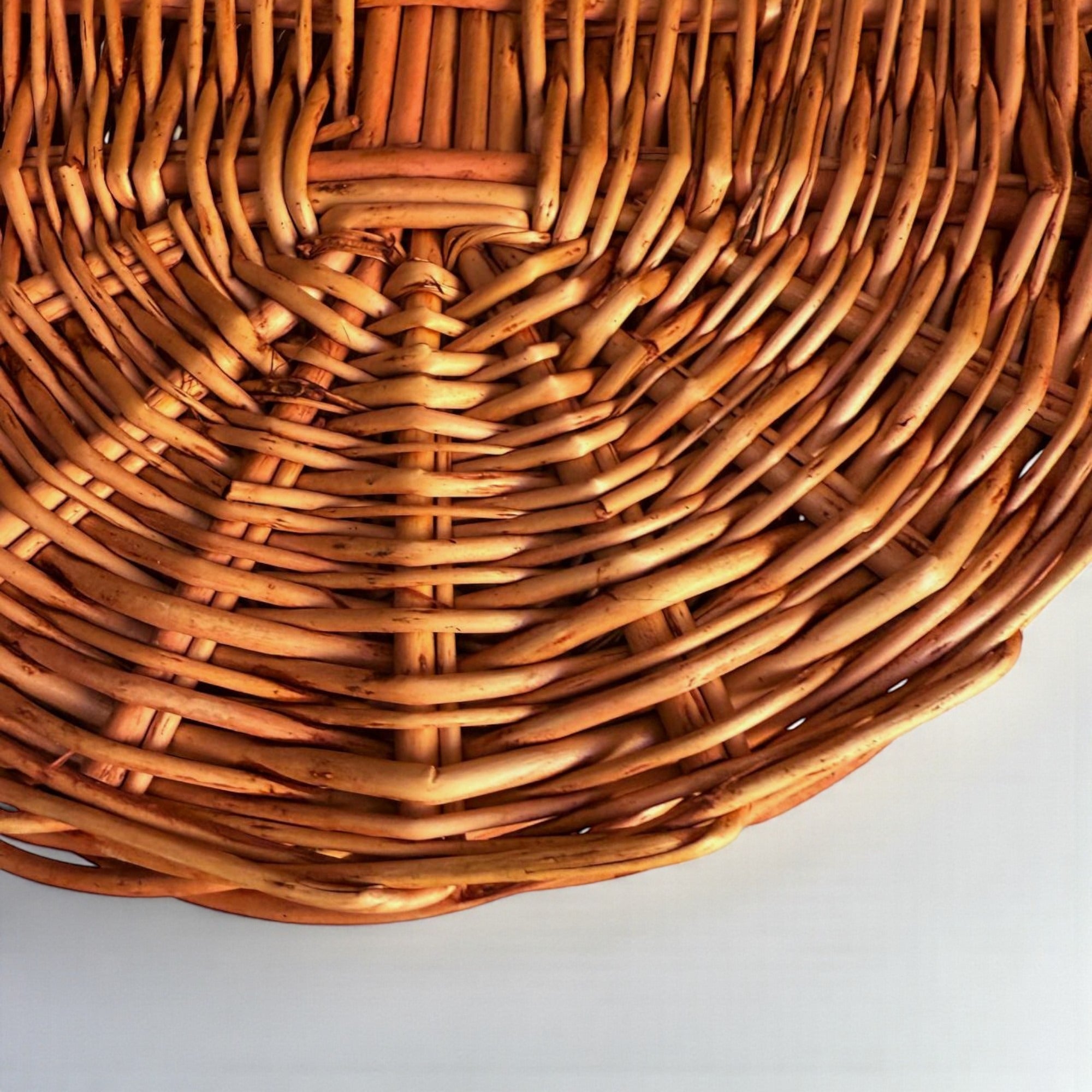 Handmade Wicker Picnic Basket with Double Lid - Oval Willow Hamper