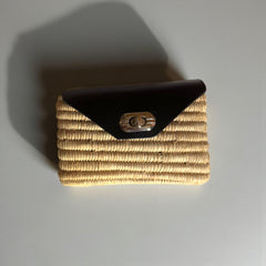 Handmade Straw & Leather Crossbody Bag - Mini Boho Purse