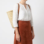 French Market Backpack Woven Straw Basket with Leather Straps