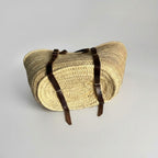 French Market Straw Backpack with Leather Straps