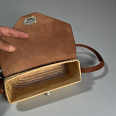 Handmade Straw & Leather Crossbody Bag - Mini Boho Purse