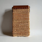 Woven Raffia Phone Bag Crossbody with Leather Flap