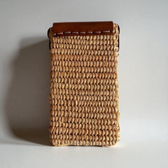 Woven Straw Phone Crossbody Bag Leather Flap Boho Case