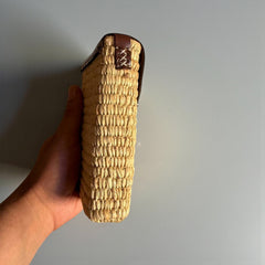 Woven Straw Phone Crossbody Bag Leather Flap Boho Case