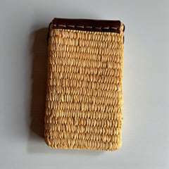 Woven Straw Phone Crossbody Bag Leather Flap Boho Case