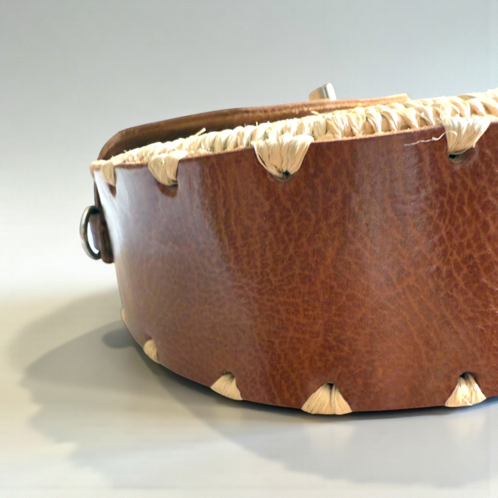 Round Raffia Leather Bag - Handmade Woven Boho Crossbody Purse