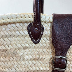 Luxury Woven Straw Beach Bag with Leather Handles