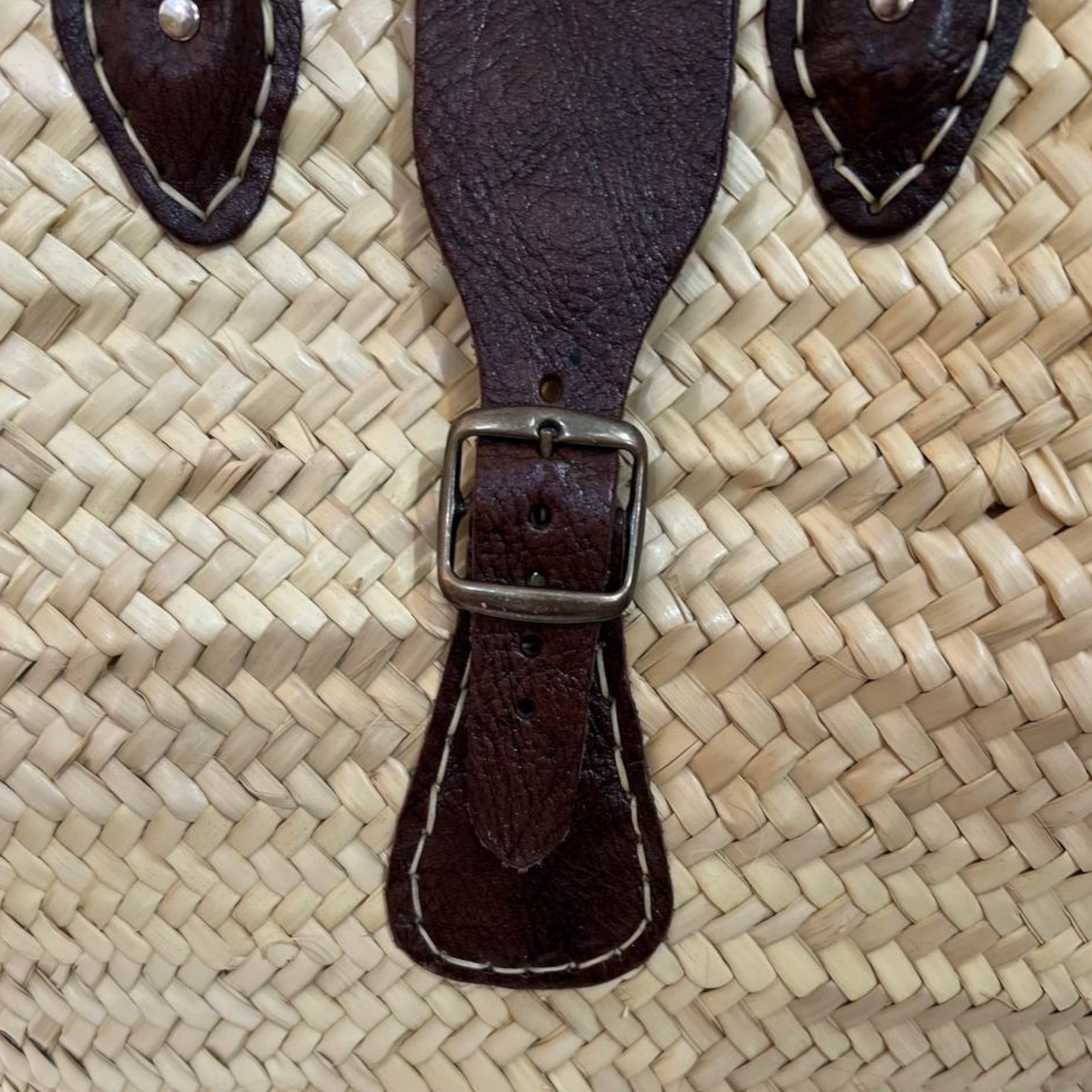 Luxury Woven Straw Beach Bag with Leather Handles