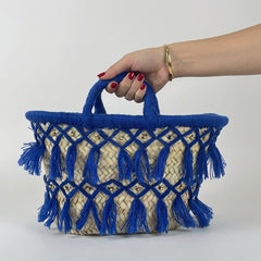Boho Macrame Tassel Straw Basket Bag Beach Market Tote