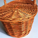 Handmade Wicker Picnic Basket with Double Lid - Oval Willow Hamper
