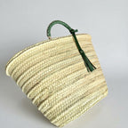 Woven Straw Market Tote with Leather Handles & Tassel
