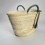 Woven Straw Market Tote with Leather Handles & Tassel