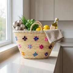 Straw Market Bag – Woven Basket Beach Tote Shopper