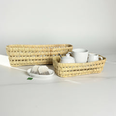 Wicker Tray – Slim Rectangular Utensil/Bread Basket