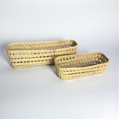 Wicker Tray – Slim Rectangular Utensil/Bread Basket