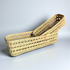 Wicker Tray – Slim Rectangular Utensil/Bread Basket