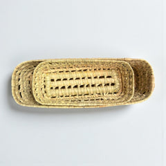 Wicker Tray – Slim Rectangular Utensil/Bread Basket
