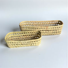 Wicker Tray – Slim Rectangular Utensil/Bread Basket