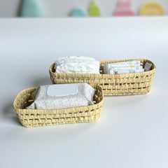 Wicker Tray – Slim Rectangular Utensil/Bread Basket
