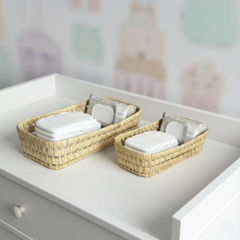 Wicker Tray – Slim Rectangular Utensil/Bread Basket