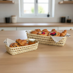 Wicker Tray – Slim Rectangular Utensil/Bread Basket